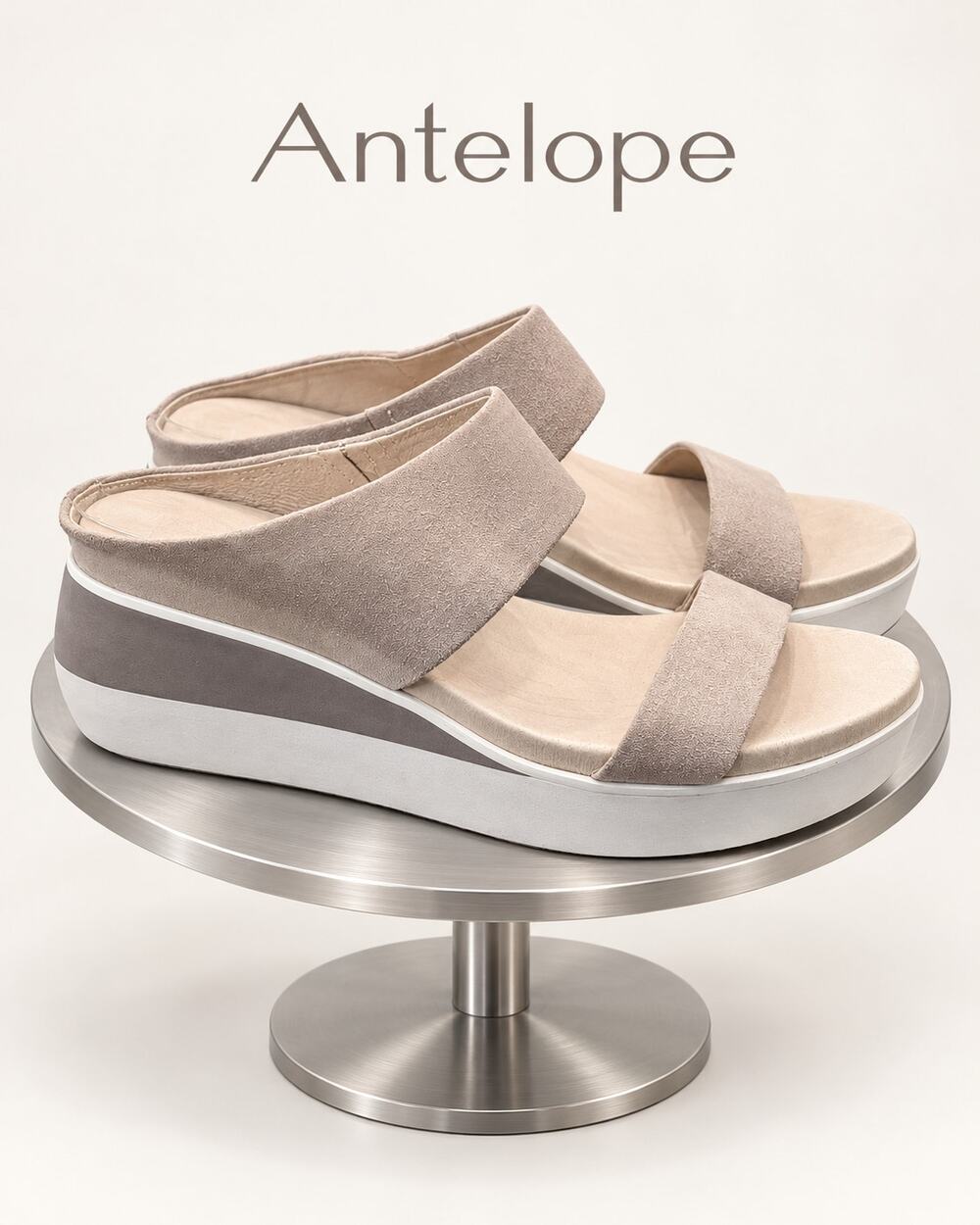 Antelope C28 Harlow Beige Cream Suede Platform Wedge Sandals EU 41 US 10